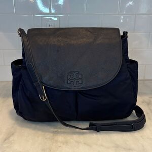 Tory Burch Crossbody Thea Nylon & Leather Weekender Diaper Baby Messenger Bag